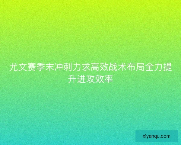 尤文赛季末冲刺力求高效战术布局全力提升进攻效率