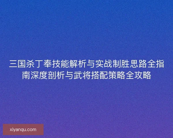 三国杀丁奉技能解析与实战制胜思路全指南深度剖析与武将搭配策略全攻略