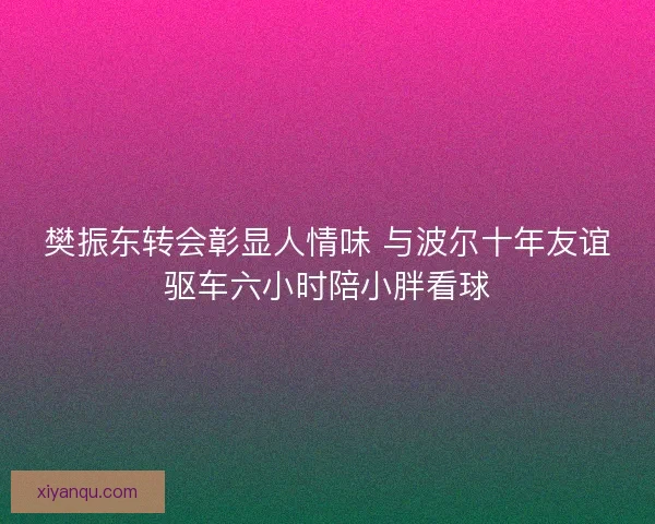 樊振东转会彰显人情味 与波尔十年友谊驱车六小时陪小胖看球